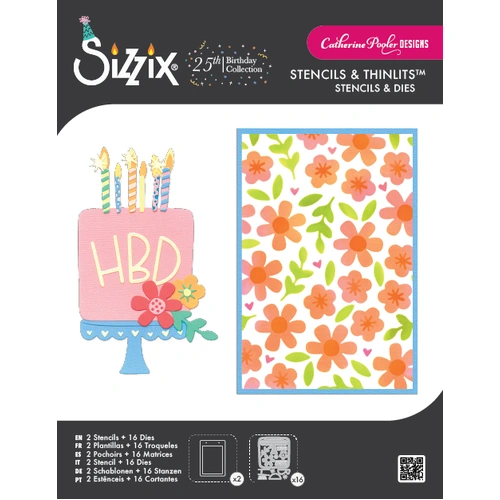 Sizzix Thinlits Die Set 16PK w/2PK Stencils - Let's Eat Cake! by Catherine Pooler