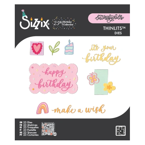 Sizzix Thinlits 23PK Die Set Birthday Doodles by Letters by Shells