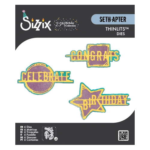 Sizzix Thinlits Die Set 6PK Word Wafers Birthday by Seth Apter  