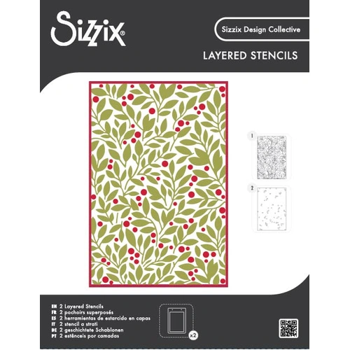 Sizzix Layered Stencil 2PK Set Berry Sweet