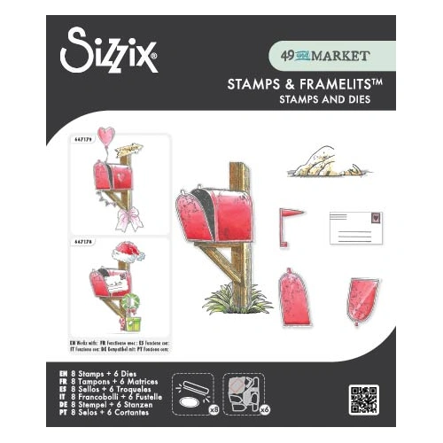 Sizzix Clear Stamps Set 8PK w/6PK Framelit Dies Letter Drop by 49 & Market