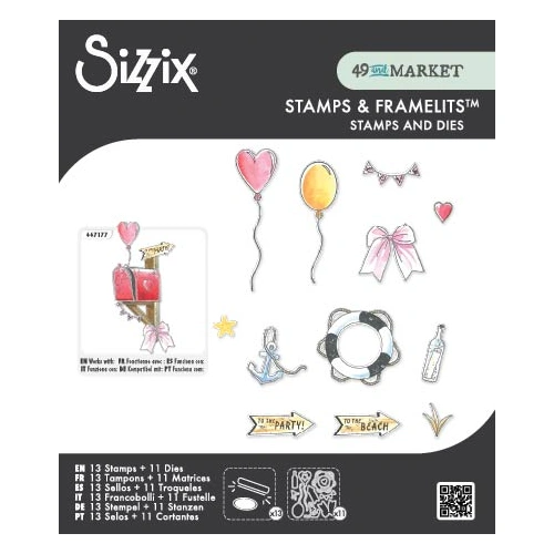 Sizzix Clear Stamps Set 13PK w/12PK Framelit Dies  Sweet Drop by 49 & Market