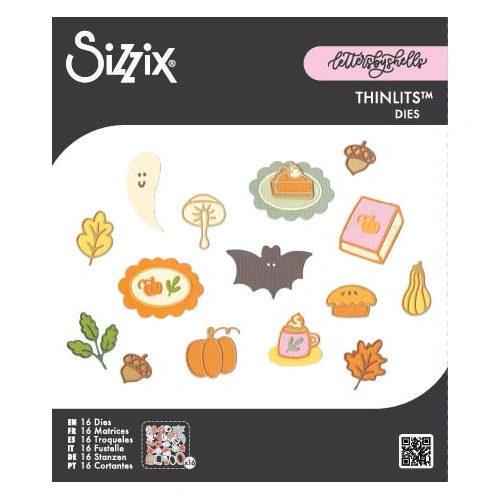 Sizzix Thinlits Die Set 16PK Cozy Fall Favorites by Letters by Shells