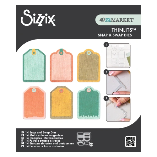 Sizzix Thinlits Die Set 14PK Snap and Swap Mini Tags by 49 and Market