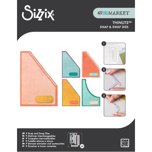 Sizzix Thinlits Die Set 9PK Snap and Swap Slanted Pocket by 49 and Market