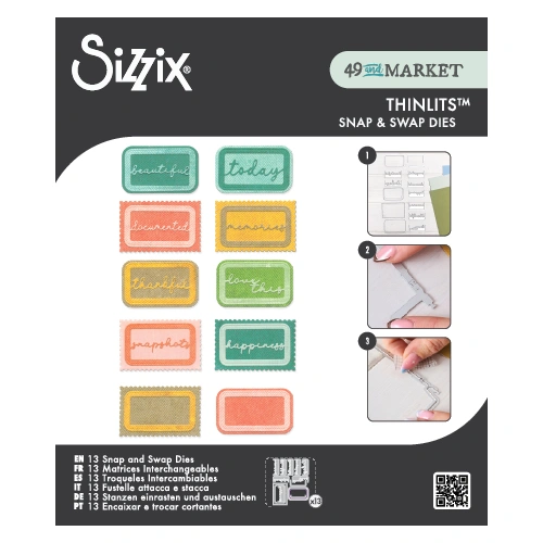 Sizzix Thinlits Die Set 13PK Snap and Swap Postage Label by 49 and Market