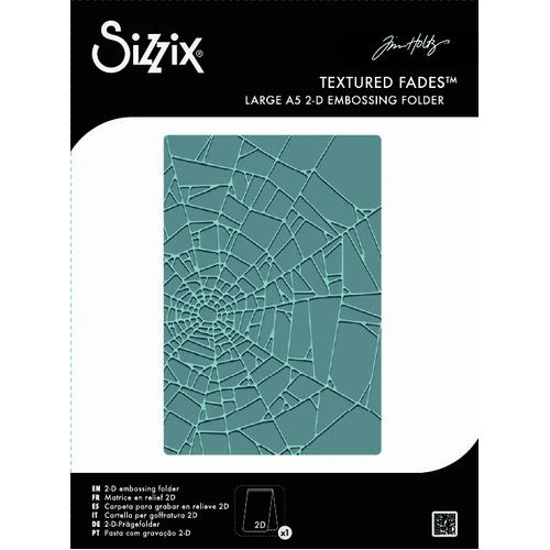 Sizzix 2D Texture Fades A5 Embossing Folder Vault Cobweb by Tim Holtz
