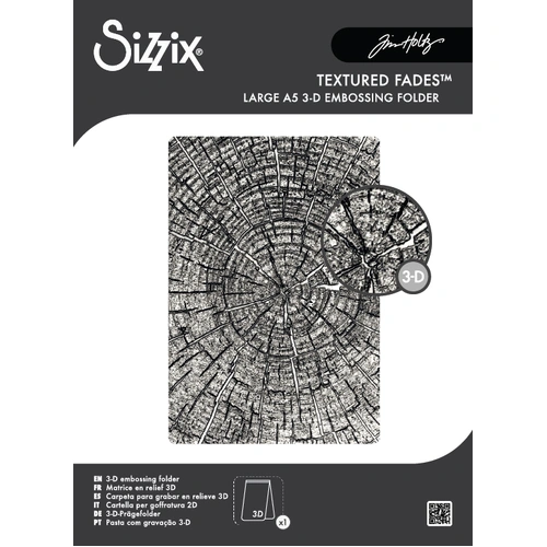 Sizzix 3D A5 Embossing Folder Tree Rings by Tim Holtz