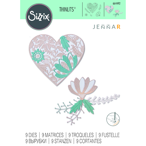 Sizzix Thinlits Die Bold Floral Heart by Jenna Rushforth