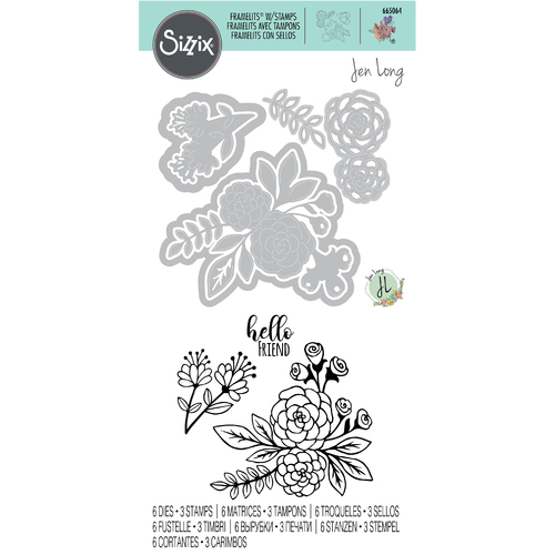 Sizzix Framelits Die Set 6PK w/Stamps - Floral Bunch by Jen Long