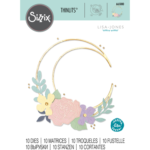 Sizzix Thinlits Die Set 10PK - Floral Crescent Moon Frame by Lisa Jones