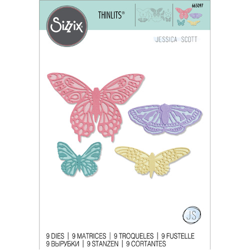 Sizzix Thinlits Die Set 9PK - Flutter on By by Jessica Scott