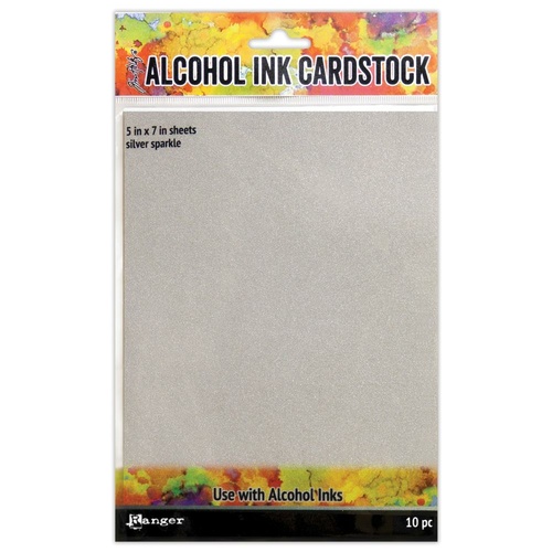 Tim Holtz Alcohol Ink Card Stock 5x7" Silver Sparkle