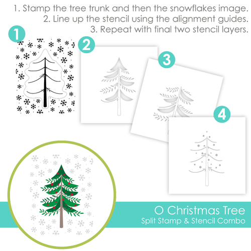 Taylored Expressions O Christmas Tree Split Stamp & Stencil Combo
