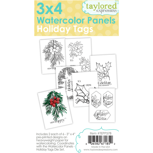 Taylored Expressions Watercolor Panels - Holiday Tags