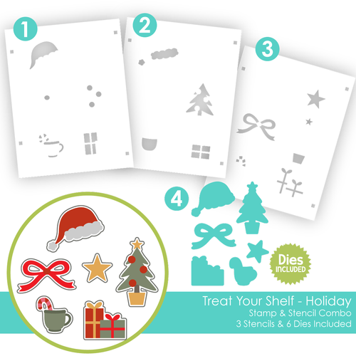 Taylored Expressions Treat Your Shelf - Holiday Layering Stencil & Die Combo