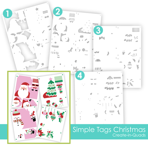 Taylored Expressions Create-in-Quads Layering Stencil- Simple Tags Christmas 