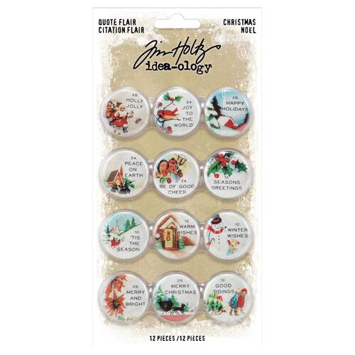 Tim Holtz Idea-Ology Christmas Quote Flair Buttons