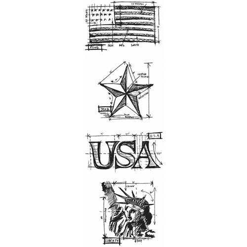 Stampers Anonymous Stamp Mini Blueprints Americana by Tim Holtz
