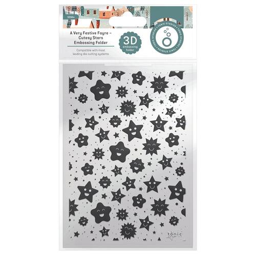 Tonic Studios 3D Embossing Folder - A Very Festive Fayre - Cutesy Stars