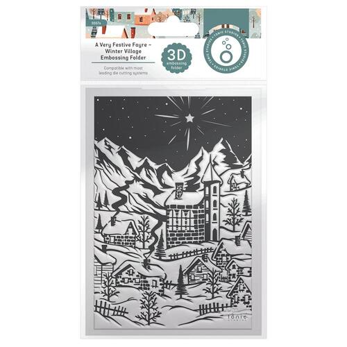 Tonic Studios 3D Embossing Folder - A Very Festive Fayre - Winter Village