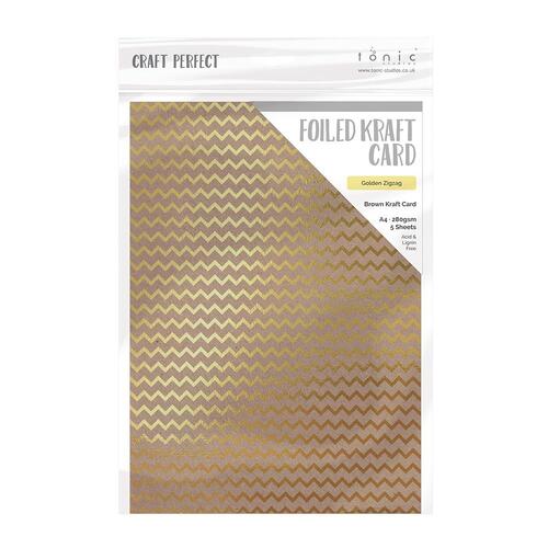 Craft Perfect Golden Zig Zag Foiled Kraft Cardstock