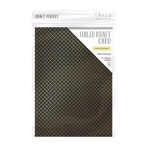 Craft Perfect Golden Quatrefoil Foiled Kraft Cardstock