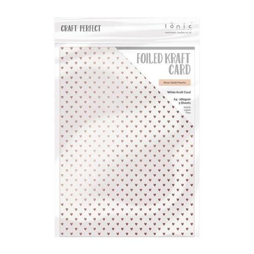 Craft Perfect Rose Gold Hearts Foiled Kraft Cardstock