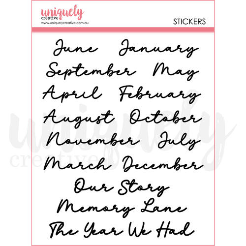 Uniquely Creative Puffy Script Month Stickers