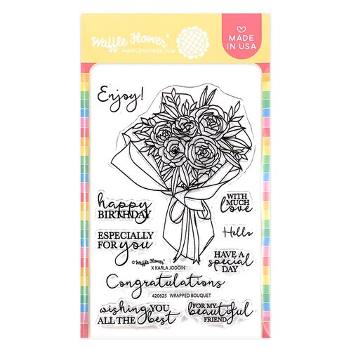 Waffle Flower Wrapped Bouquet Stamp
