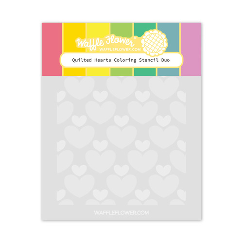 Waffle Flower Quilted Hearts Colouring Stencil Duo