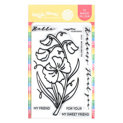 Waffle Flower Sketched Sweet Pea Stamp Set
