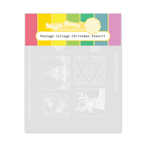 Waffle Flower Postage Collage Christmas Stencil