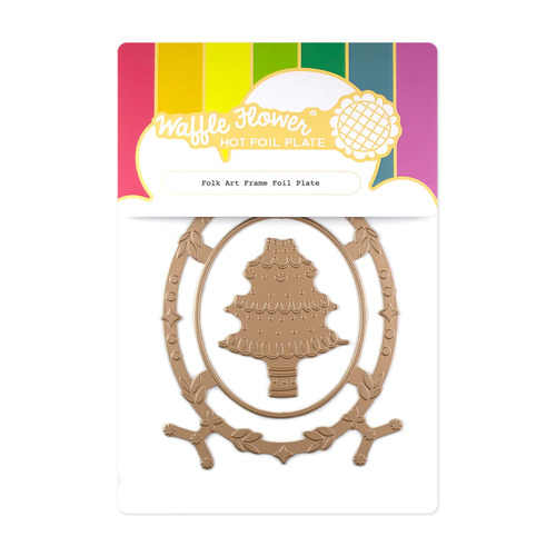 Waffle Flower Folk Art Frame Hot Foil Plate