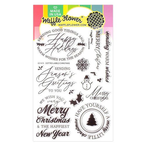 Waffle Flower Dotted Labels Christmas Stamp Set