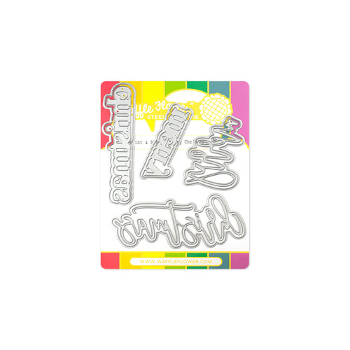 Waffle Flower Print & Script Merry Christmas Die