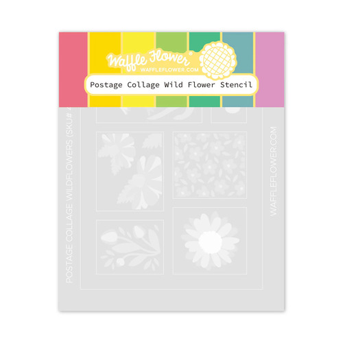 Waffle Flower Postage Collage - Wild Flower Stencil