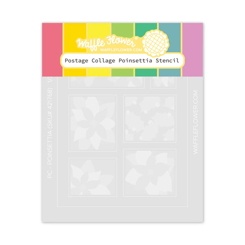 Waffle Flower Postage Collage - Poinsettia Stencil