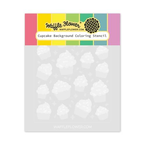 Waffle Flower Cupcake Background Coloring Stencil