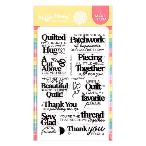 Waffle Flower Quilted Hug Sentiments Stamp Set