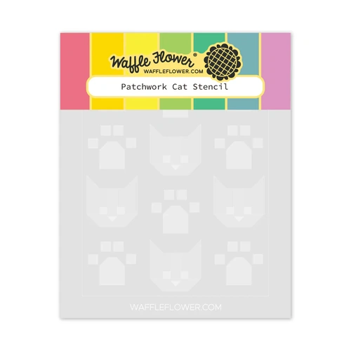 Waffle Flower Patchwork Cat Stencil