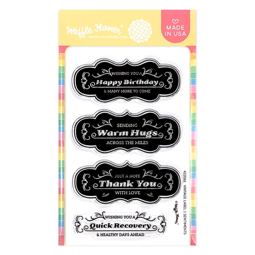 Waffle Flower Vintage Label 1 Stamp Set