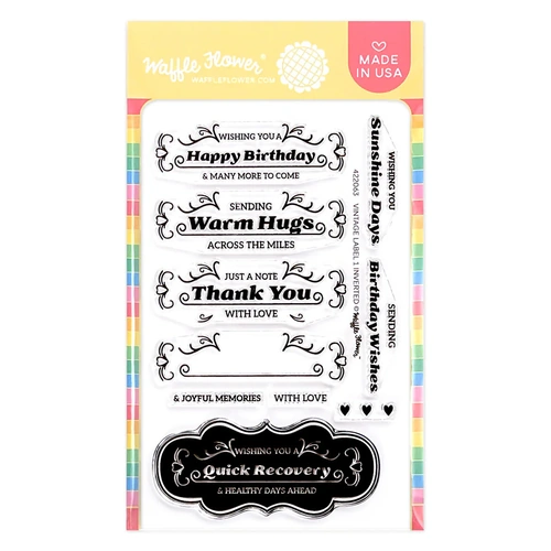 Waffle Flower Vintage Label 1 Inverted Stamp Set