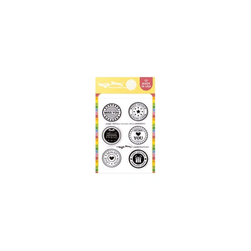 Waffle Flower Postage Collage Circle Sentiments Stamp Set
