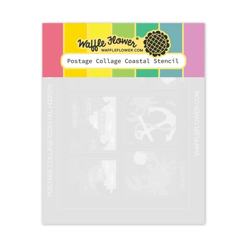 Waffle Flower Postage Collage Coastal Stencil