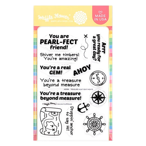 Waffle Flower Treasure Hunt Sentiments Stamp Set