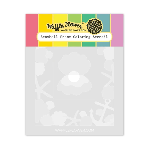 Waffle Flower Seashell Frame Colouring Stencil