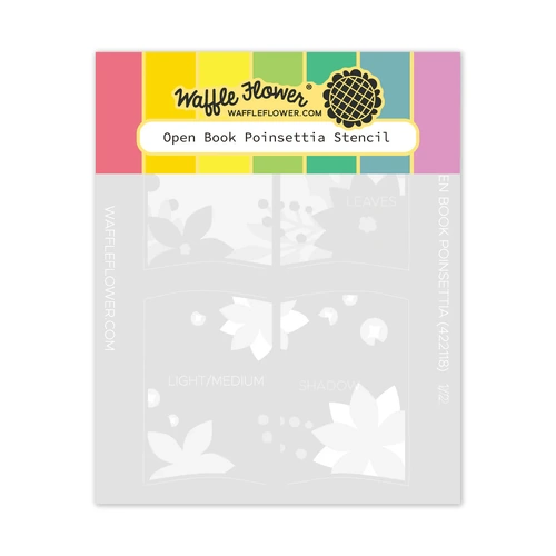 Waffle Flower Open Book Poinsettia Stencil