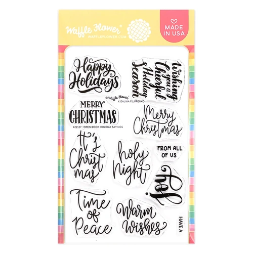 Waffle Flower Open Book Holiday Sayings Stamp Set