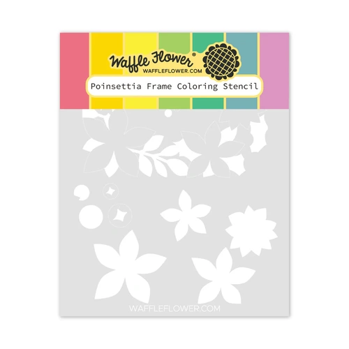 Waffle Flower Poinsettia Frame Colouring Stencil